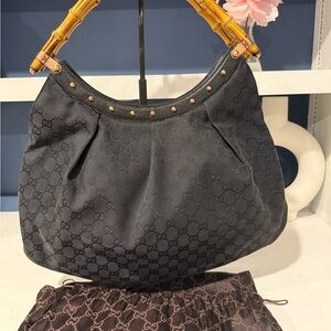 Vintage Gucci Black Bamboo Handle Women's Bag